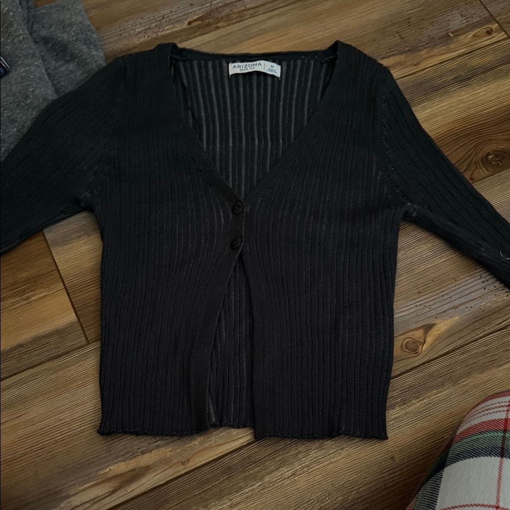 Arizona Jean Company Black Ribbed Cardigan